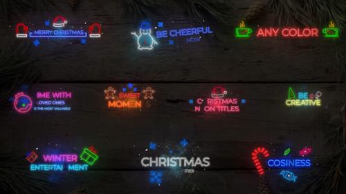 Videohive - Christmas Neon Titles || DaVinci Resolve - 35372455 - 35372455