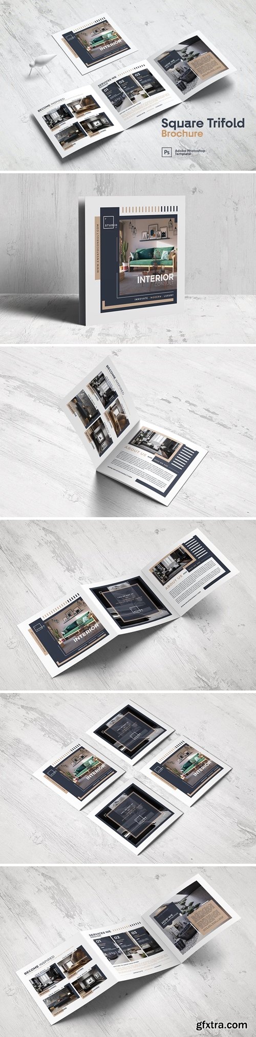 Square Trifold Interior Brochure Template