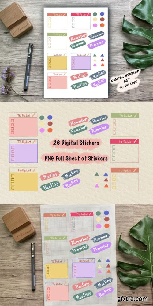 Hand Drawn Digital Stickers Set - To Do List