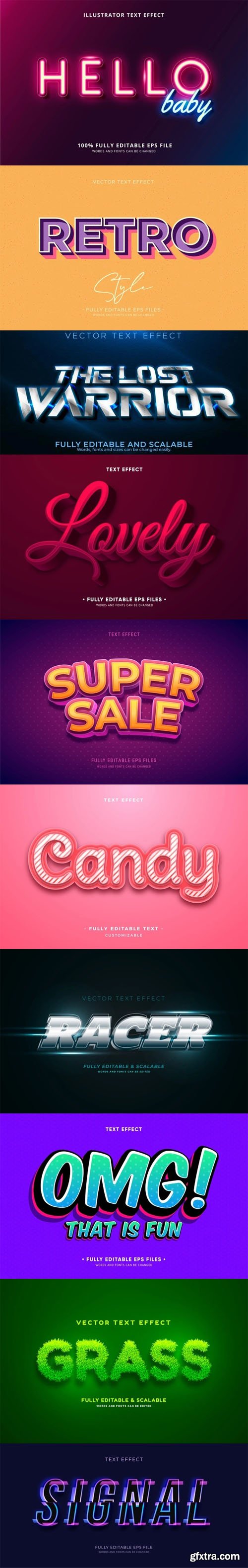 Realistic & Creative Text Effects Collection - 10 Vector Templates 