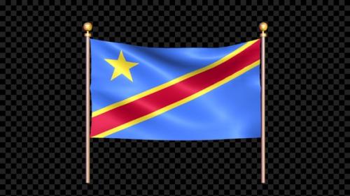 Videohive - Flag Of Congo Democratic Republic Of The Waving In Double Pole - 35323068 - 35323068