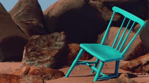 Videohive - Retro Blue Wooden Chair on the Beach - 35325492 - 35325492