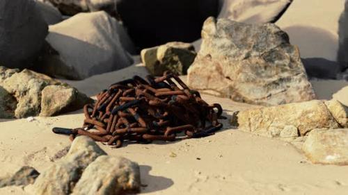 Videohive - Old Rusted Chain in the Sand - 35325500 - 35325500