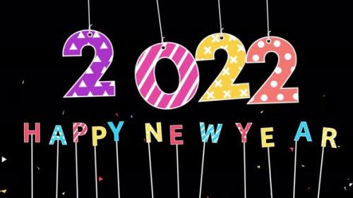 Videohive - Colorful 2022 happy new year text on transparent background - 35330555 - 35330555