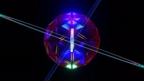 Videohive - VJ Loop Animation of the Rotation of the NFT Inscription in a Crystal Neon Ball - 35348353 - 35348353