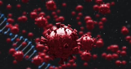 Videohive - DNA structure and Covid-19 cells against black background - 35353201 - 35353201