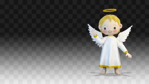 Videohive - Angel Comes Out From The Right Side Of The Screen And Greeting - 35358828 - 35358828