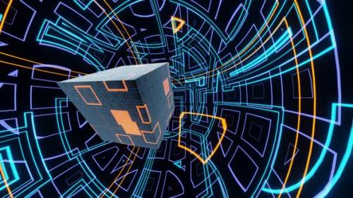 Videohive - Vj Loop Sci Fi Abstract Cube Flight 02 - 35359726 - 35359726