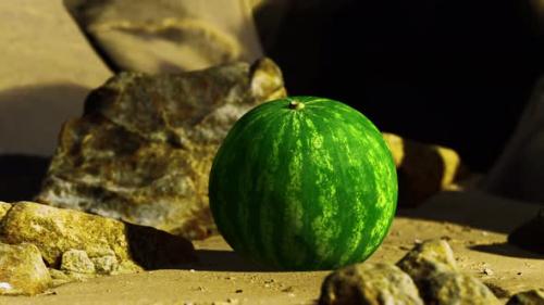 Videohive - Fresh Watermelon on a Beautiful Sand Beach - 35366961 - 35366961