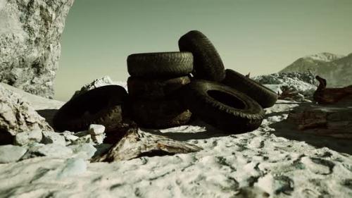 Videohive - Old Tire on the Seashore and Pollution of Nature - 35367010 - 35367010