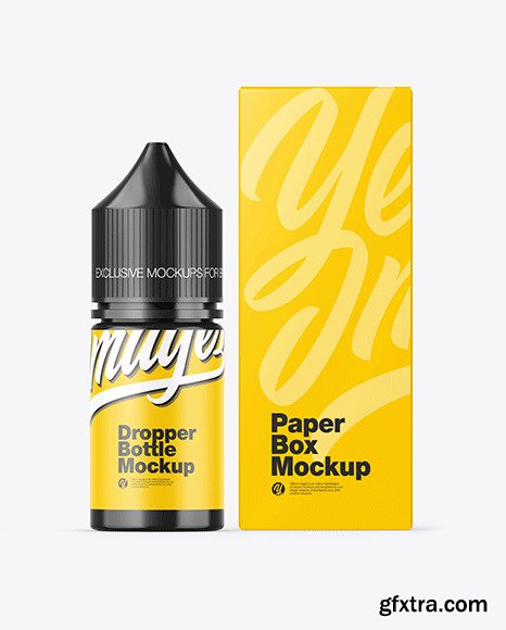 Glossy Dropper Bottle w/ Box Mockup 88195