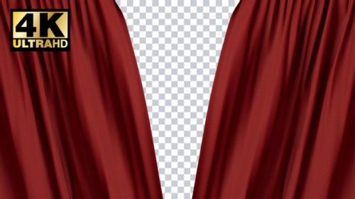 Videohive - Curtain Open And Close With Transparent Background Alpha Red Velvet Theater 4k - 32317088 - 32317088