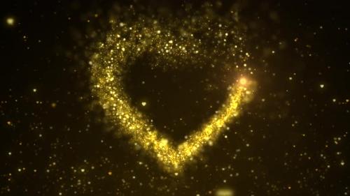 Videohive - Gold Particles Forming A Heart Shape 4k 60 fps - 32616785 - 32616785
