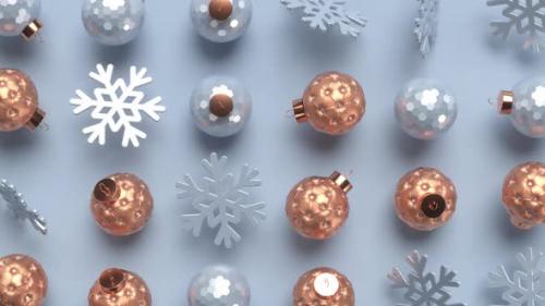 Videohive - Christmas rotating balls and snowflakes. - 33552155 - 33552155