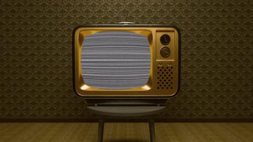 Videohive - Golden Old Tv Turn On And Off Bad Signal And Noise With Transparent Background 4k - 33837512 - 33837512