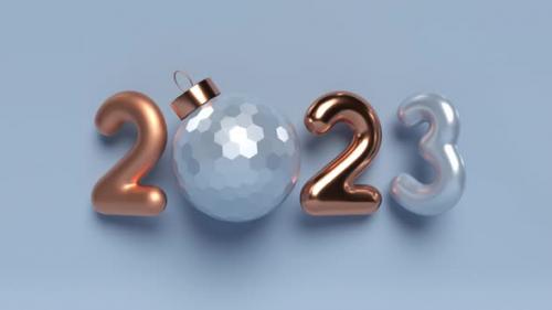 Videohive - 2023 New Year sign with rotating ball. - 34768566 - 34768566