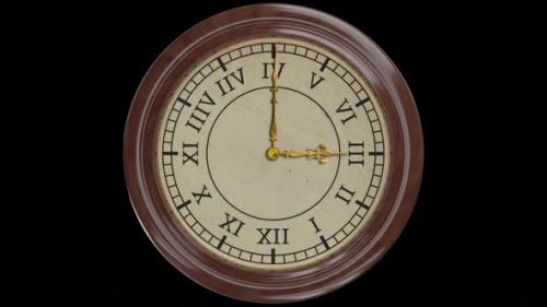 Videohive - Wall Clock Time Lapse 12 Hours 60fps 4k Vintage Transparent Bg - 35248930 - 35248930