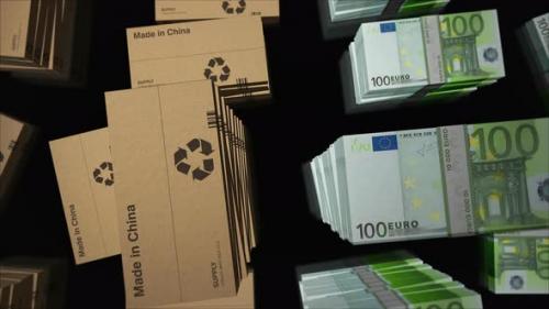 Videohive - Made in China box and Euro money pack loop 3d - 35325772 - 35325772