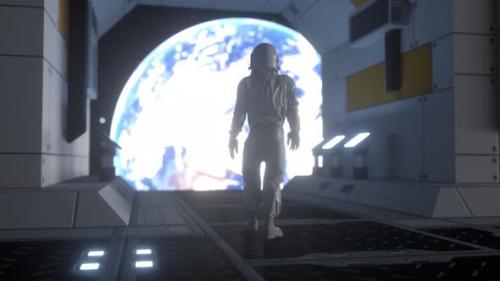 Videohive - Alone Astronaut in Futuristic Spaceship - 35328259 - 35328259