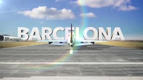 Videohive - Commercial Airplane Landing Capitals And Cities Barcelona - 35329283 - 35329283