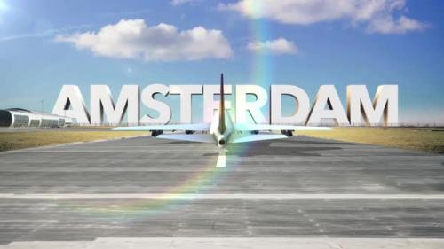 Videohive - Commercial Airplane Landing Capitals And Cities Amsterdam - 35329291 - 35329291