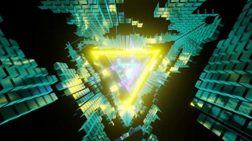 Videohive - Vj Loop Shimmering Triangular Turquoise Tunnel 02 - 35329361 - 35329361