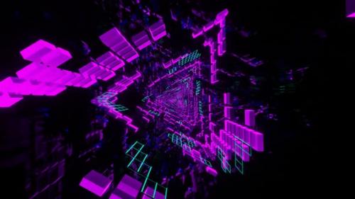 Videohive - Vj Loop Iridescent Lights Festive Triangular Tunnel 02 - 35329411 - 35329411