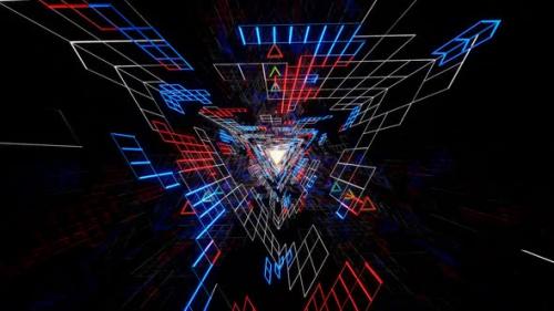 Videohive - Vj Loop Is A Mystical Bright Shimmering Neon Tunnel With Bright Flying Triangles 02 - 35329412 - 35329412