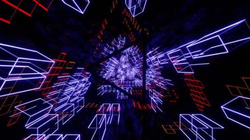 Videohive - Vj Loop Is A Fantastically Bright Shimmering Neon Tunnel With Bright Flying Triangles 02 - 35329535 - 35329535