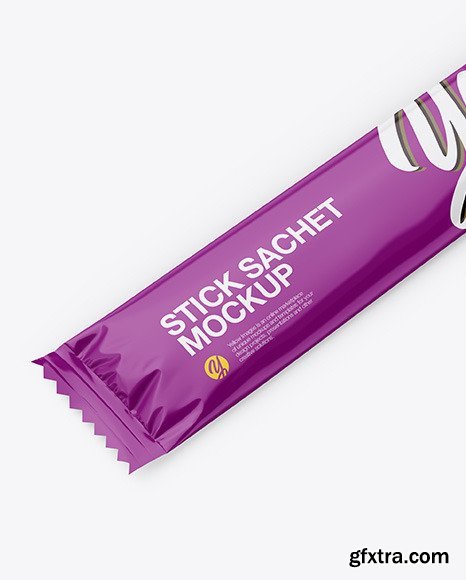 Glossy Stick Sachet Mockup - Half Side View 48444