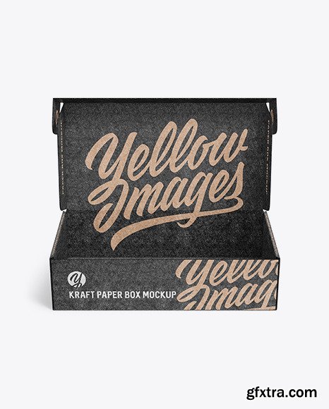 Opened Kraft Paper Box Mockup - Front View 48864