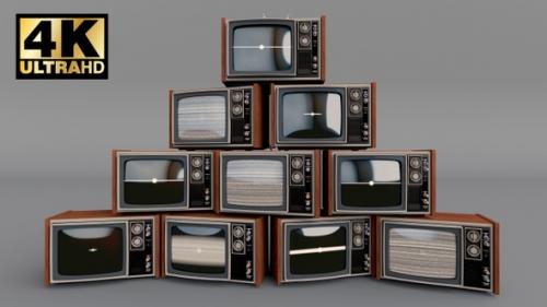 Videohive - Pile Of Retro Tvs With Green Screen Turning On And Off - 26457637 - 26457637