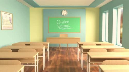 Videohive - Online School Empty Classroom No students in class - 26708208 - 26708208