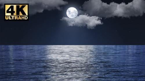 Videohive - Beautiful Moon Over The Sea Ocean Waves Under Moonlight - 27227806 - 27227806