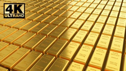 Videohive - Fine Gold Bars Ingots Finance 3D Loop 4K - 28022747 - 28022747