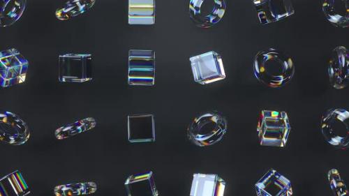 Videohive - 3d glass rotating cubes and toruses. - 31517143 - 31517143