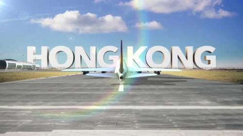 Videohive - Commercial Airplane Landing Capitals And Cities Hong Kong - 35367930 - 35367930