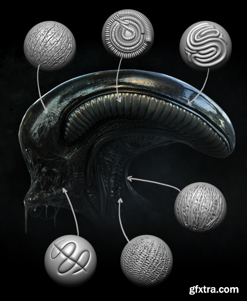 Giger & Beksinski tribute brushes pack for ZBrush