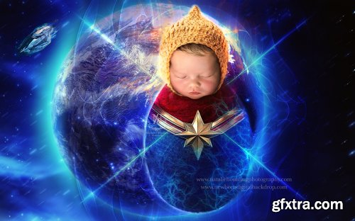 Newborn Digital Backdrop - Captain Marvel Poppet