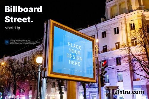 Night City Street Billboard Banner Mockup