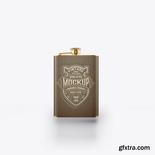 Steel Flask With Leather Wrap Mockup
