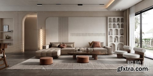 Multi-Scene-Wabi Style Living Room + Dining Room