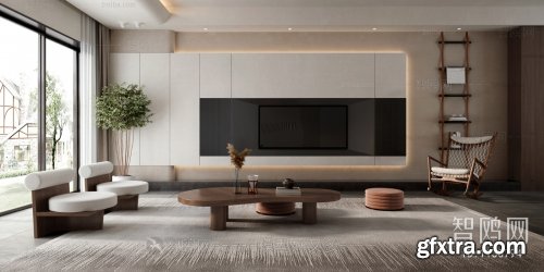 Multi-Scene-Wabi Style Living Room + Dining Room