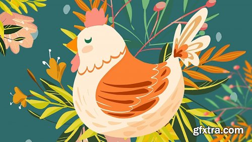  Create a Fun and Colorful Procreate Composition : Chicken & Flowers Two Free Brushes