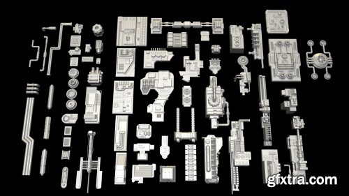 greeble and sci fi pieces 3D model