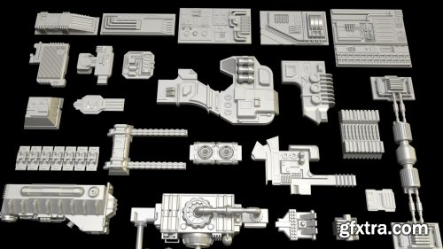 greeble and sci fi pieces 3D model