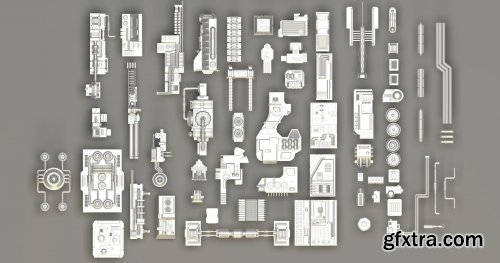 greeble and sci fi pieces 3D model