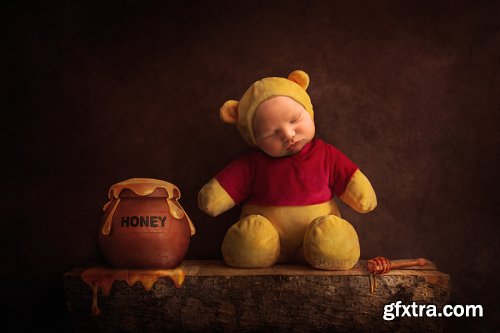 Winnie the pooh - Newborn Digital Backdrop