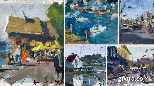  Abstract Landscape Projects With Collage & Acrylics