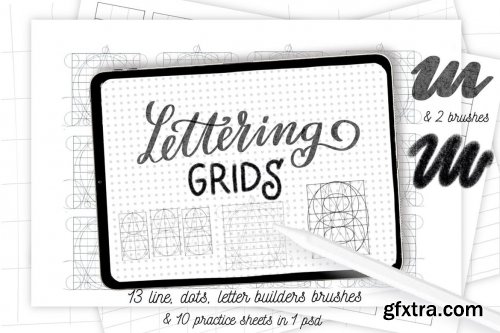 Procreate lettering grids set